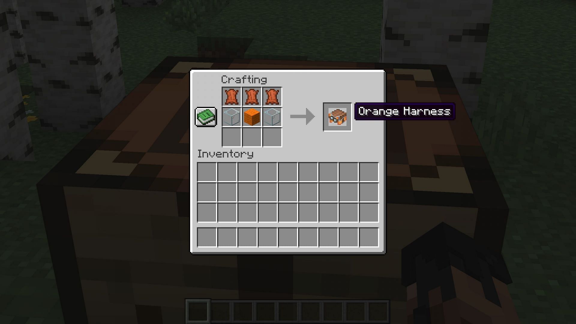 Harness can be crafted with leather, glass blocks, and wool block (Image via Sportskeeda Gaming || Mojang Studios)